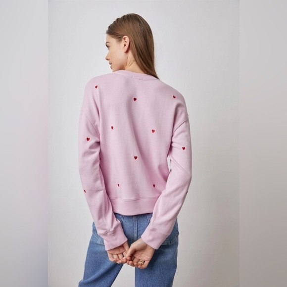 Rails Women’s Ramona Embroidered Hearts Crewneck in Pink/Red Size S - Picture 4 of 16